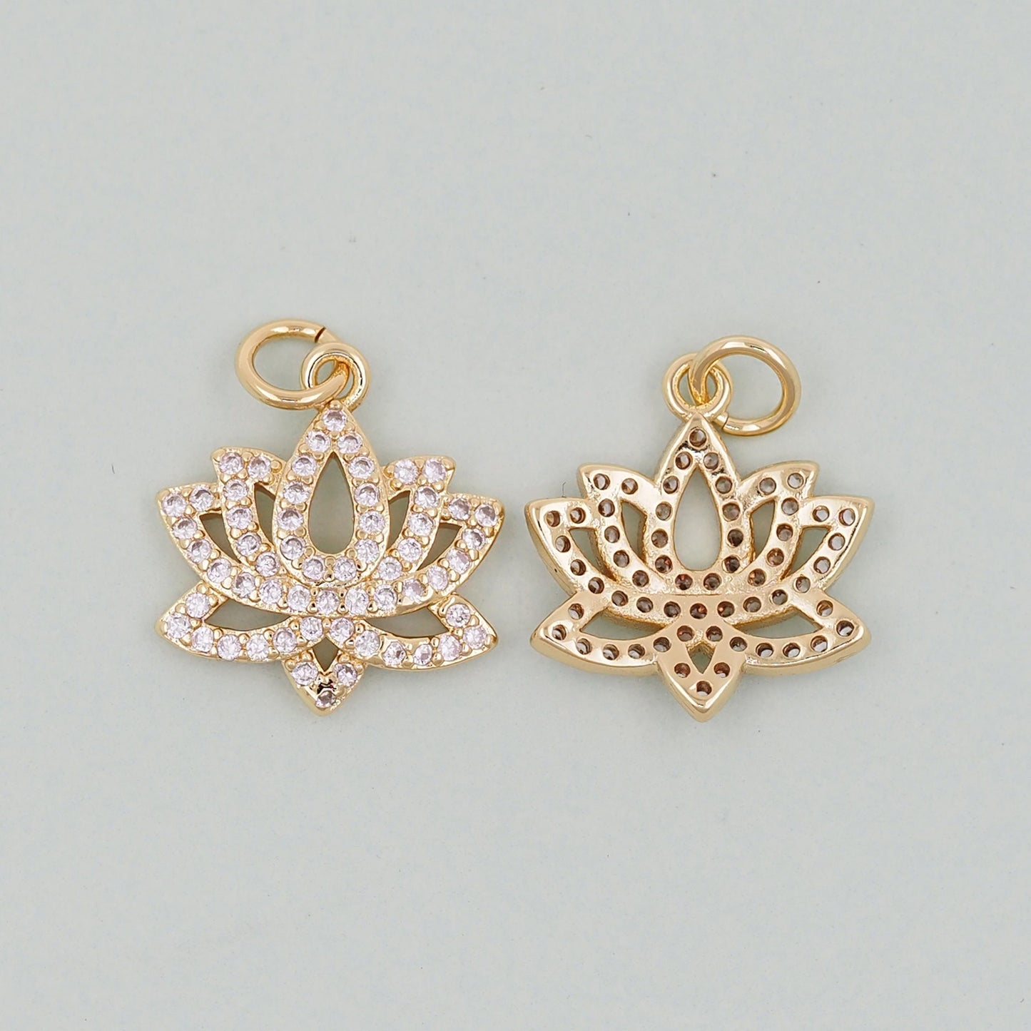Gold Lotus Charms,18K Gold Filled meditation Pendant,Silver lotus Charm Bracelet Necklace for DIY Jewelry Making Supply