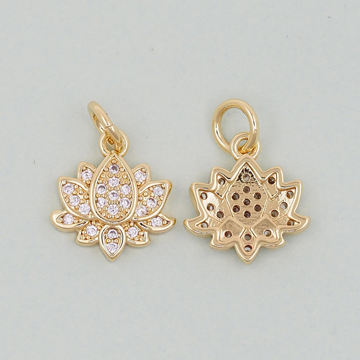Gold Lotus Charms,18K Gold Filled meditation Pendant,Silver lotus Charm Bracelet Necklace for DIY Jewelry Making Supply