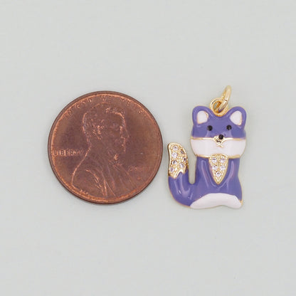18K Gold Filled Enamel Dog Charm Pendant for Jewelry Making