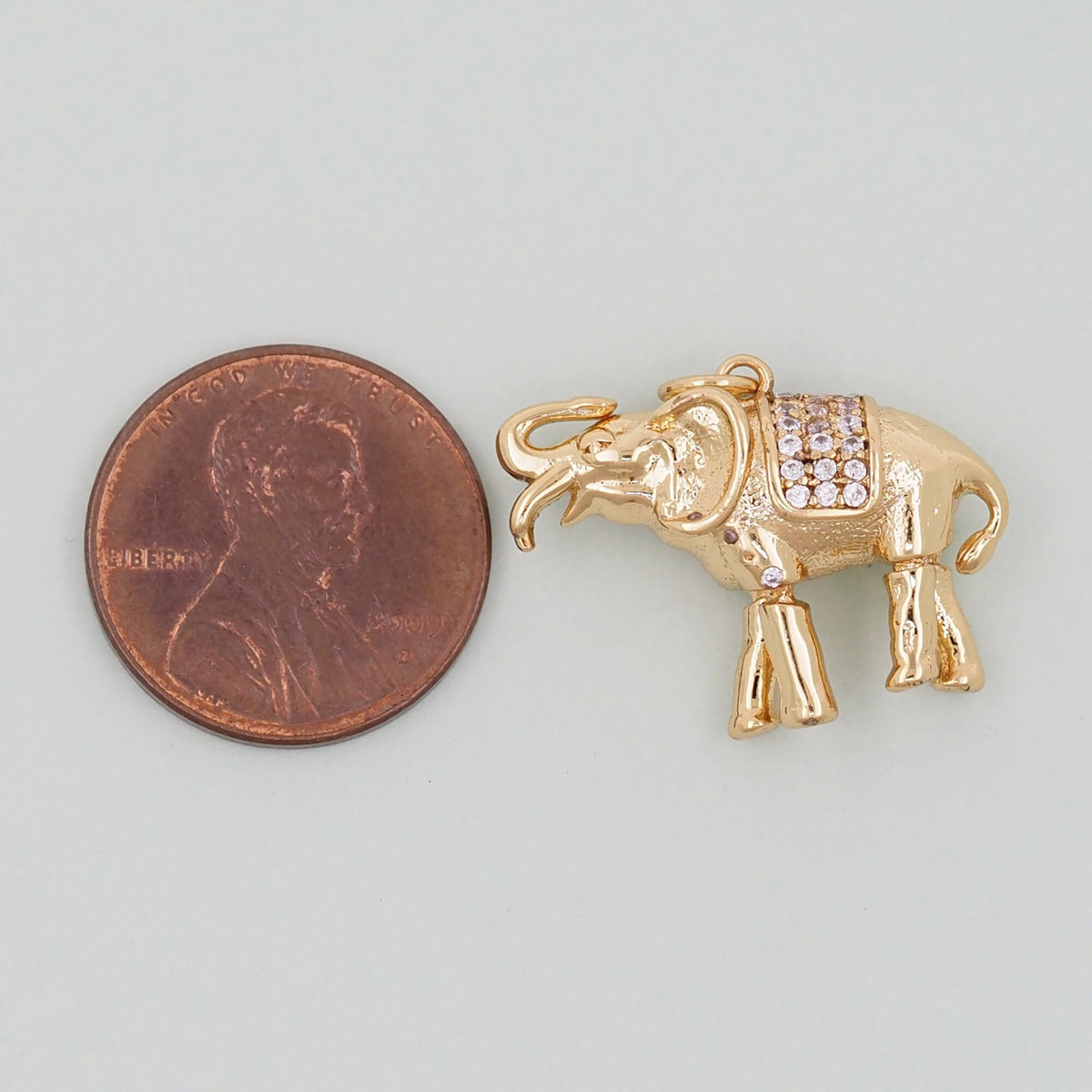 18K Gold Filled Elephant CZ Charm Pendant for Jewelry Making