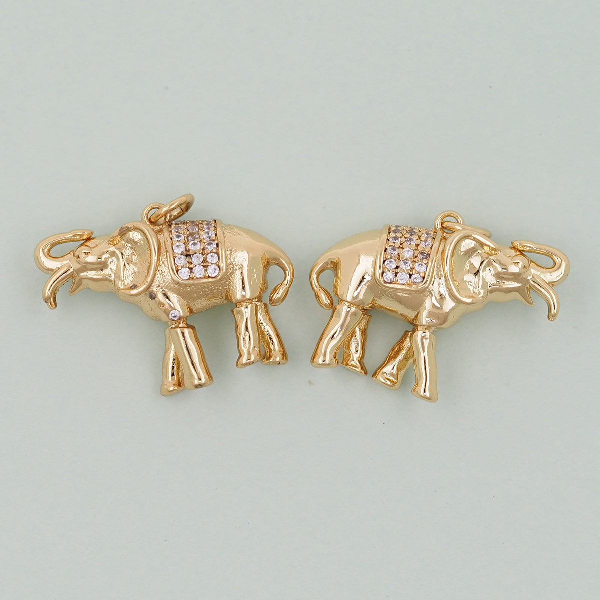 18K Gold Filled Elephant CZ Charm Pendant for Jewelry Making