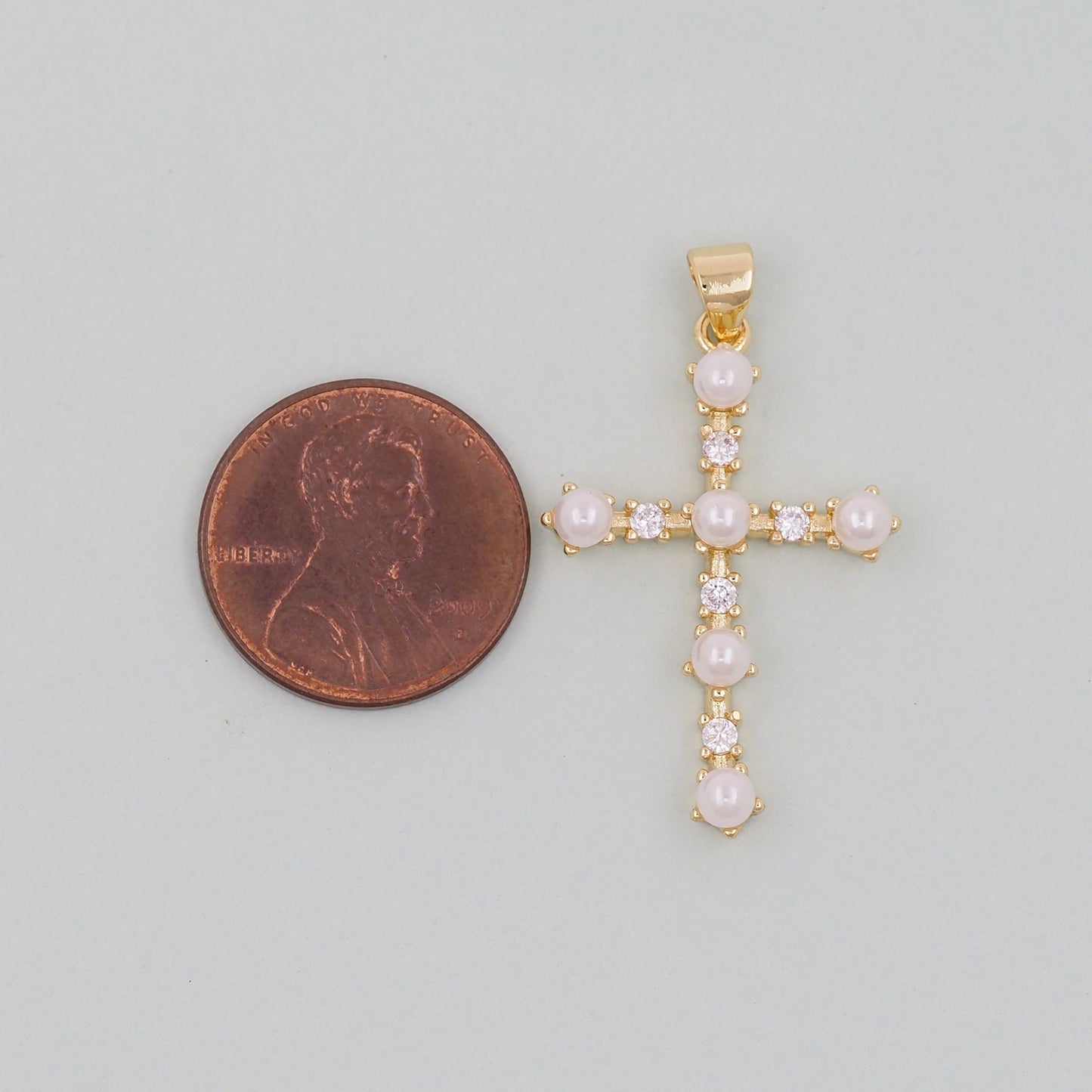 Gold Cross Charms,18K Gold Filled CZ Cross Pendant,Silver Religious Charm Bracelet Necklace for DIY Jewelry Making Supply