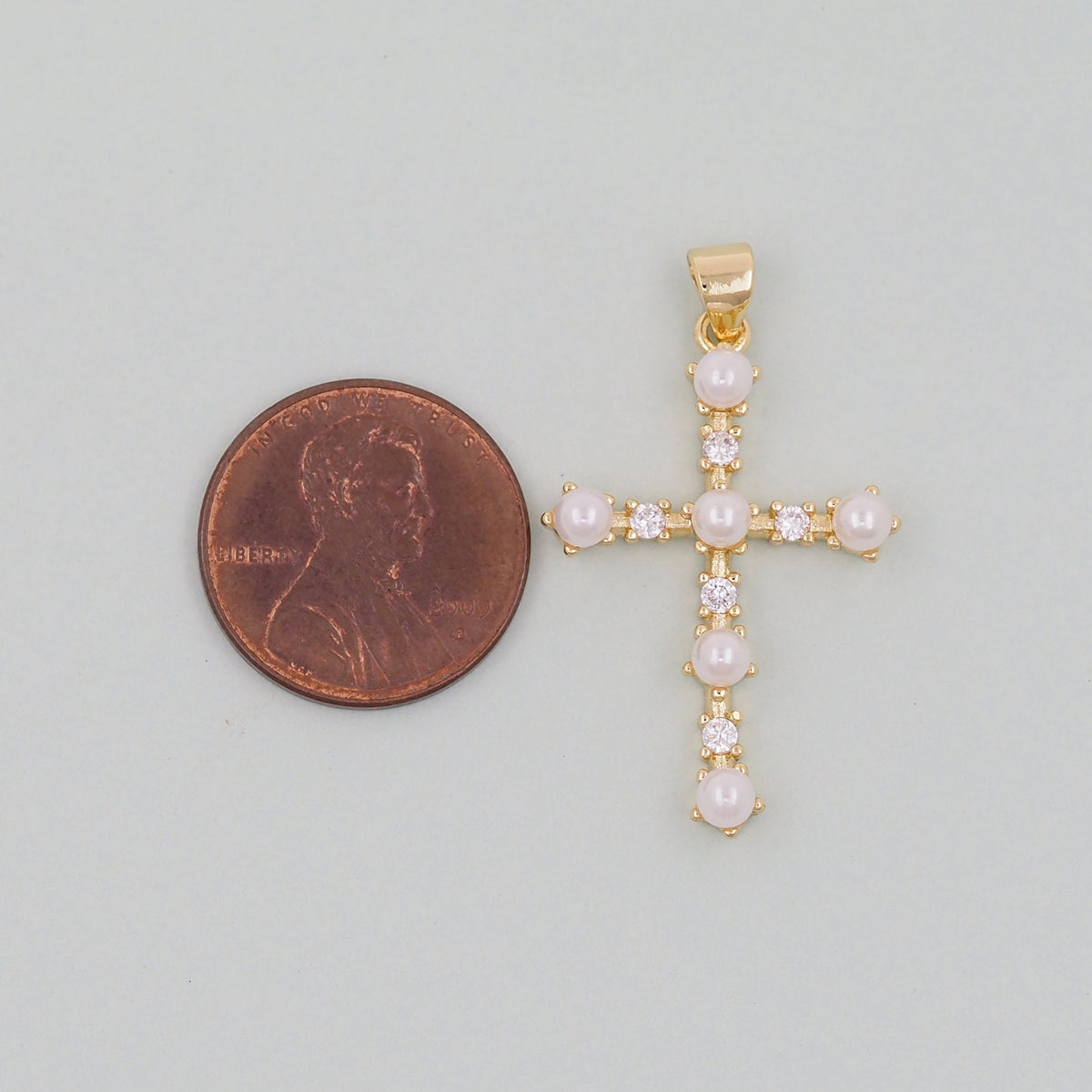 18K Gold Filled Cubic Zirconia Cross Charm Pendant for Jewelry Making