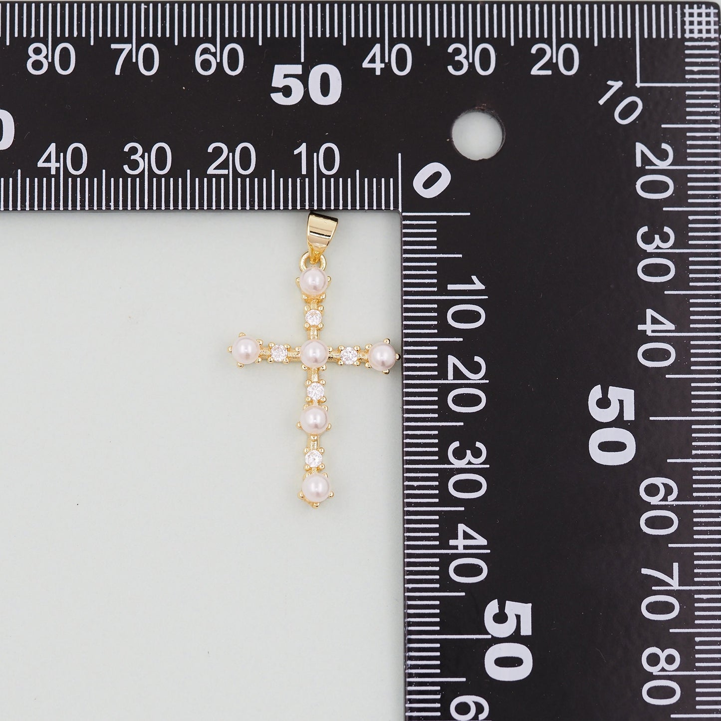 Gold Cross Charms,18K Gold Filled CZ Cross Pendant,Silver Religious Charm Bracelet Necklace for DIY Jewelry Making Supply