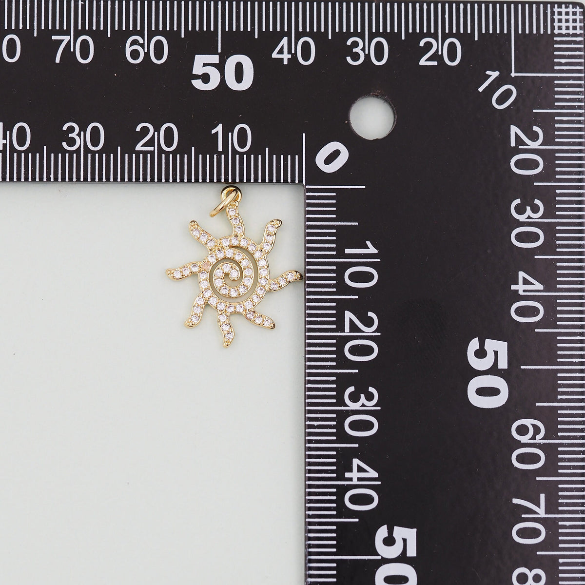 18K Gold Filled Sun Charm Pendant for Jewelry Making
