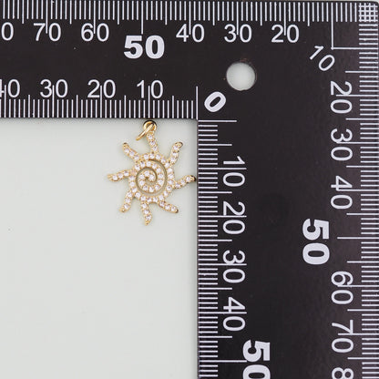 18K Gold Filled Sun Charm Pendant for Jewelry Making