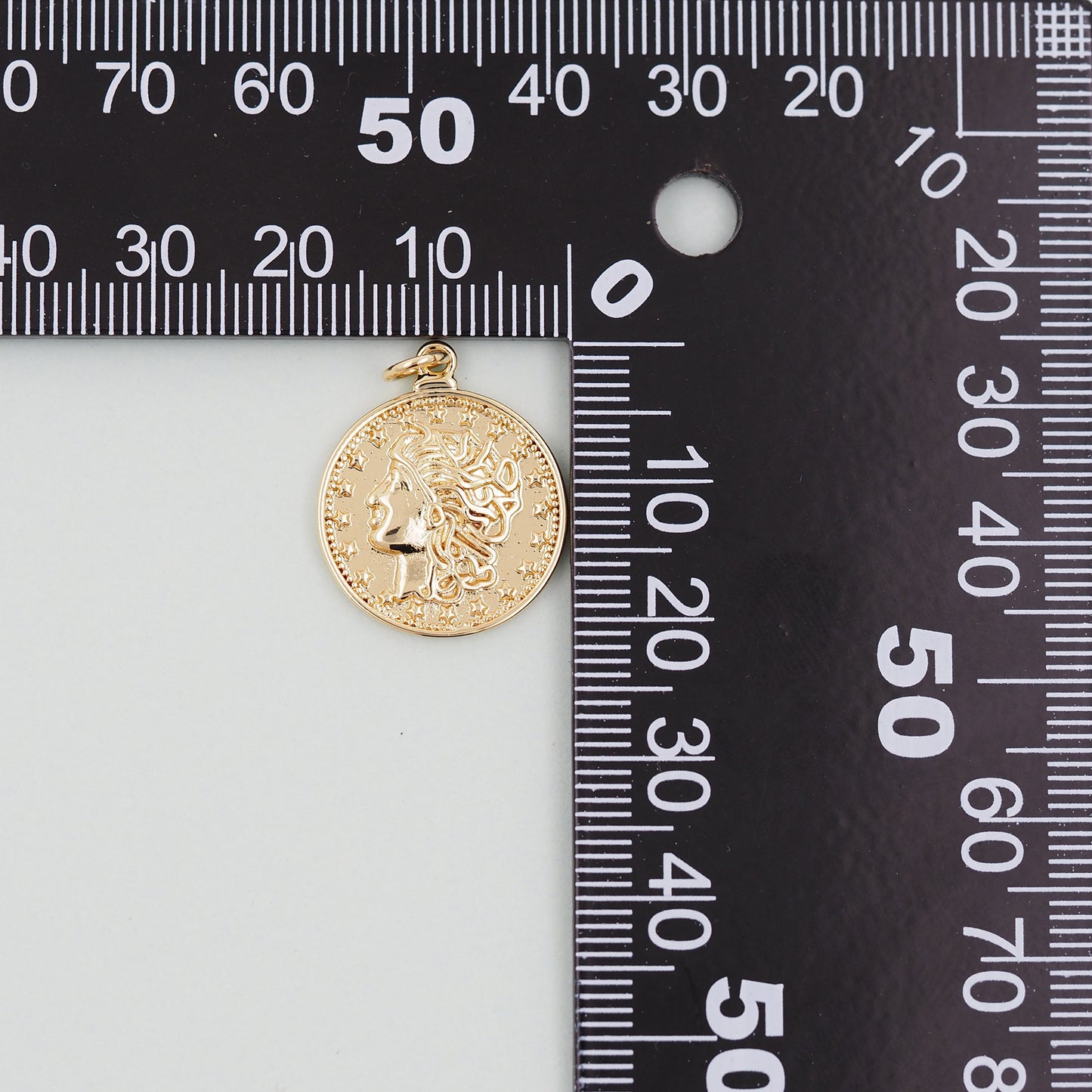 Gold Geometry Charms,18K Gold Filled Round Coin Pendant,geometry Charm Bracelet Necklace for DIY Jewelry Making Supply