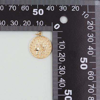 Gold Geometry Charms,18K Gold Filled Round Coin Pendant,geometry Charm Bracelet Necklace for DIY Jewelry Making Supply