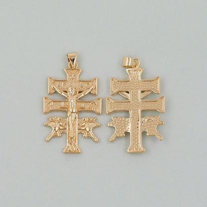 Gold Cross Charms,18K Gold Filled CZ Cross Pendant,Angel Religious Charm Bracelet Necklace for DIY Jewelry Making Supply
