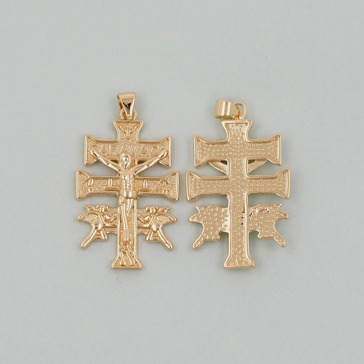 18K Gold Filled Cross CZ Charm Pendant for Jewelry Making