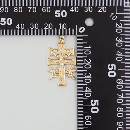 Gold Cross Charms,18K Gold Filled CZ Cross Pendant,Angel Religious Charm Bracelet Necklace for DIY Jewelry Making Supply