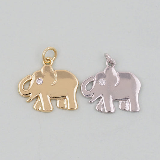 Gold Elephant Charms,18K Gold Filled CZ Elephant Pendant,Elephant Charm Bracelet Necklace for DIY Jewelry Making Supply