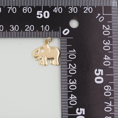 Gold Elephant Charms,18K Gold Filled CZ Elephant Pendant,Elephant Charm Bracelet Necklace for DIY Jewelry Making Supply