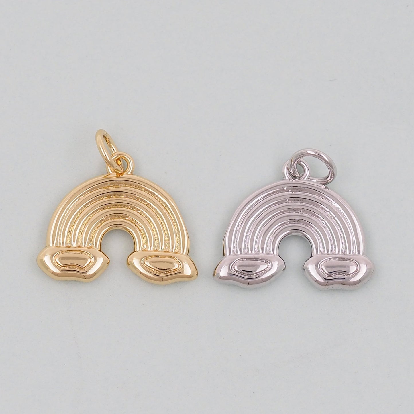 Gold Rainbow Charms,18K Gold Filled CZ rainbow Pendant,Silver rainbow Charm Bracelet Necklace for DIY Jewelry Making Supply