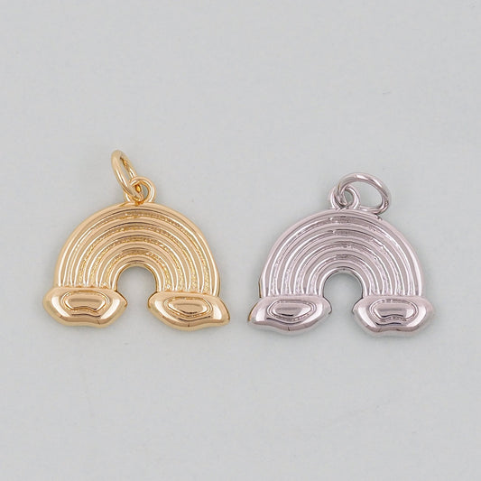 Gold Rainbow Charms,18K Gold Filled CZ rainbow Pendant,Silver rainbow Charm Bracelet Necklace for DIY Jewelry Making Supply