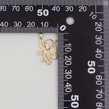 Gold octopus Charms,18K Gold Filled octopus Pendant,octopus Charm Bracelet Necklace for DIY Jewelry Making Supply