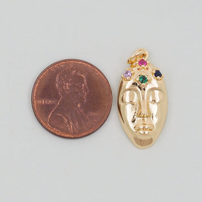 Gold mask Charms,18K Gold Filled Mask Pendant,Mask  Charm Bracelet Necklace for DIY Jewelry Making Supply