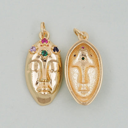 Gold mask Charms,18K Gold Filled Mask Pendant,Mask  Charm Bracelet Necklace for DIY Jewelry Making Supply