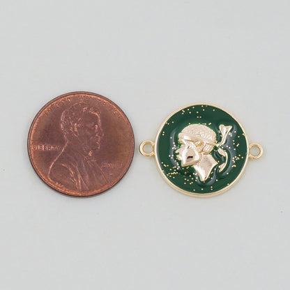 Gold Geometry Enamel connector Charms,18K Gold Filled Round Coin Pendant,geometry Charm Bracelet Necklace for DIY Jewelry Mak