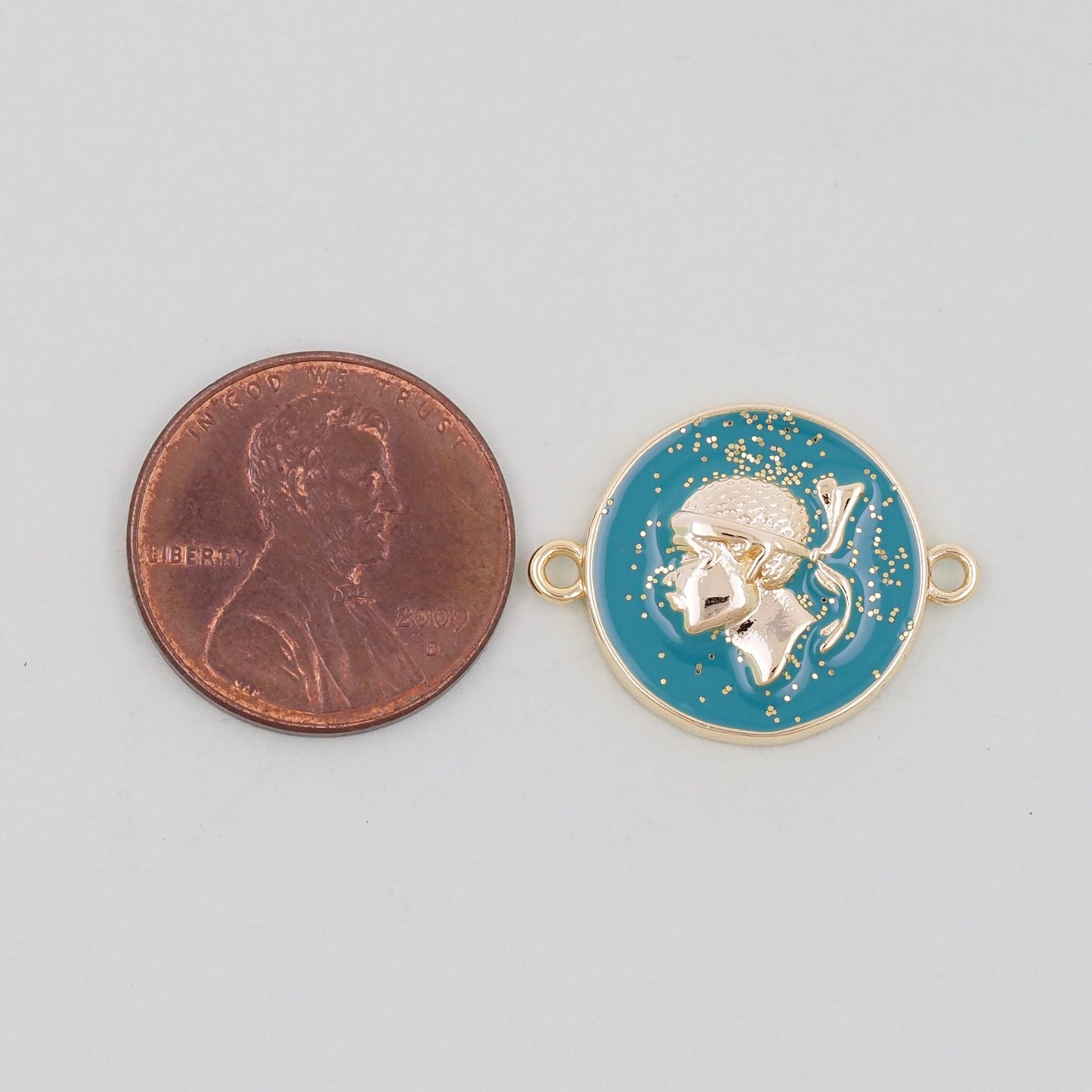 Gold Geometry Enamel connector Charms,18K Gold Filled Round Coin Pendant,geometry Charm Bracelet Necklace for DIY Jewelry Making Supply