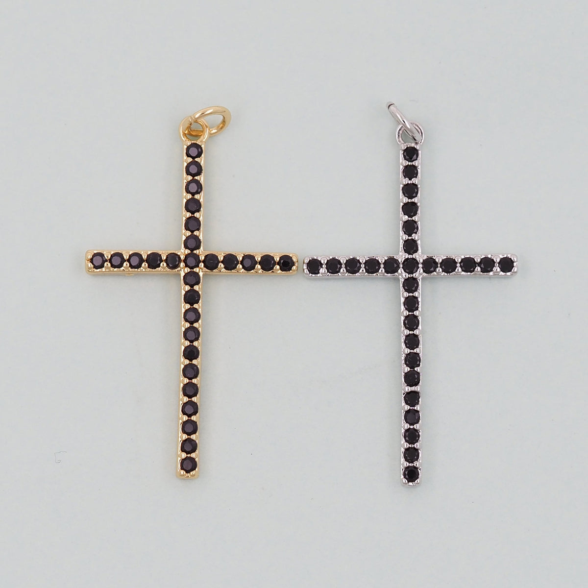 Gold Cross Charms,18K Gold Filled CZ Cross Pendant,Religious Charm Bracelet Necklace for DIY Jewelry Making Supply