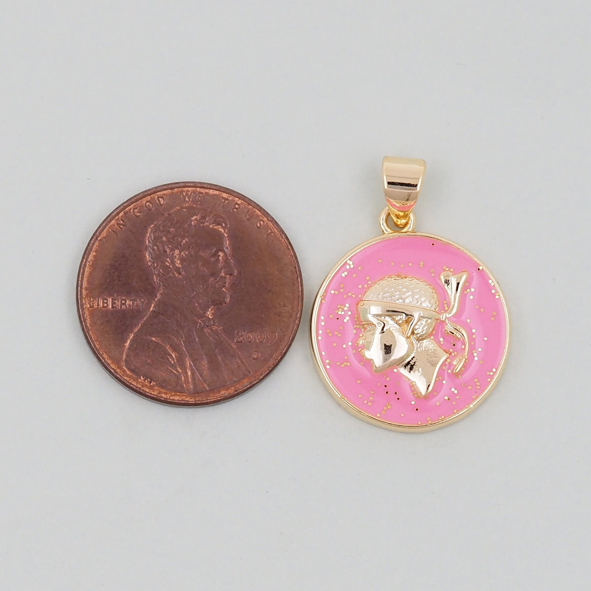 Gold Geometry Enamel Charms,18K Gold Filled Round Coin Pendant,geometry Charm Bracelet Necklace for DIY Jewelry Making Supply