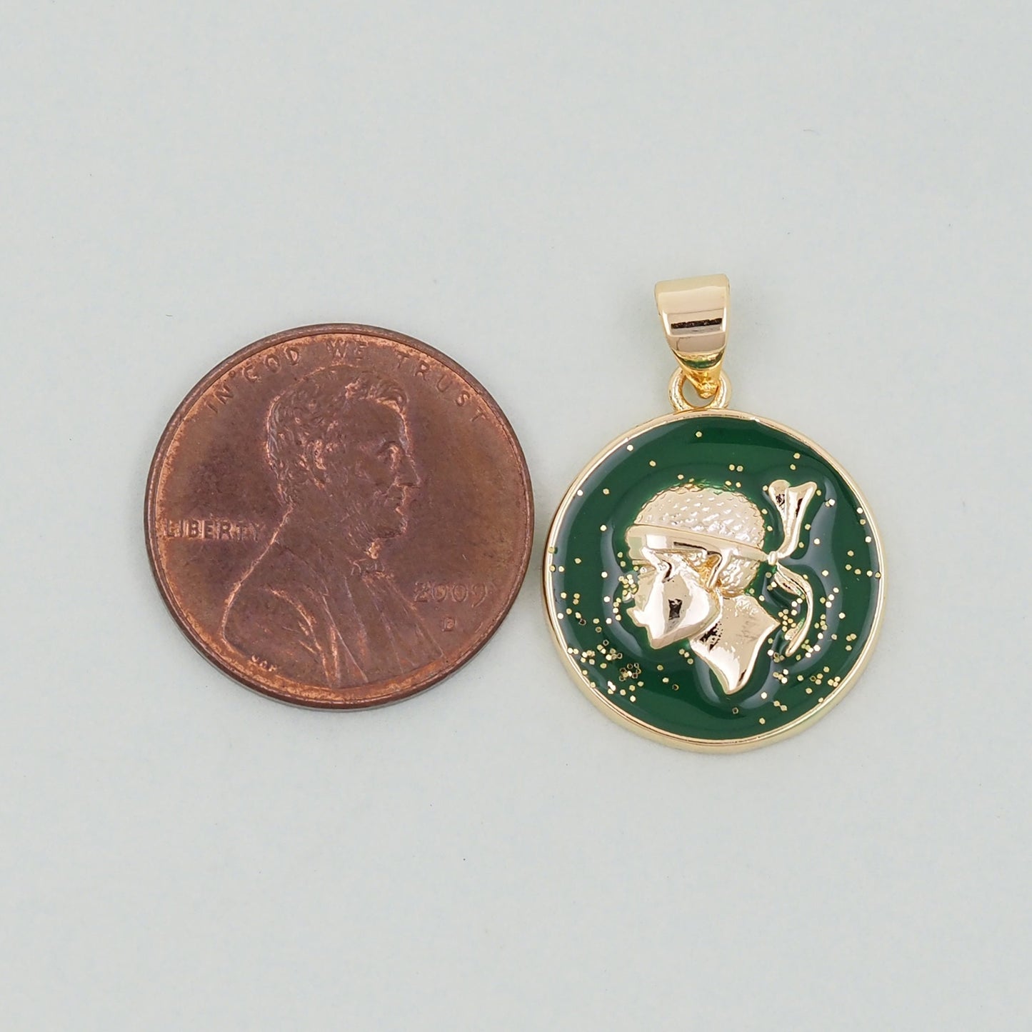 Gold Geometry Enamel Charms,18K Gold Filled Round Coin Pendant,geometry Charm Bracelet Necklace for DIY Jewelry Making Supply