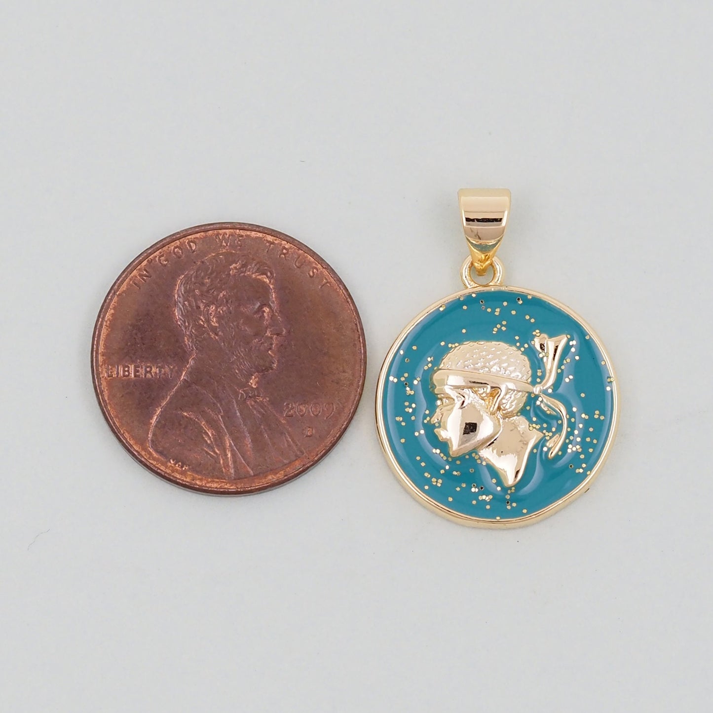 Gold Geometry Enamel Charms,18K Gold Filled Round Coin Pendant,geometry Charm Bracelet Necklace for DIY Jewelry Making Supply