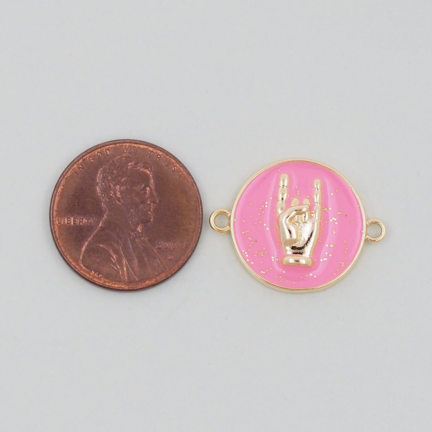 Gold gesture Connector Charms,18K Gold Filled Round Coin Hand Pendant,Hand Charm Bracelet Necklace for DIY Jewelry Making Supply