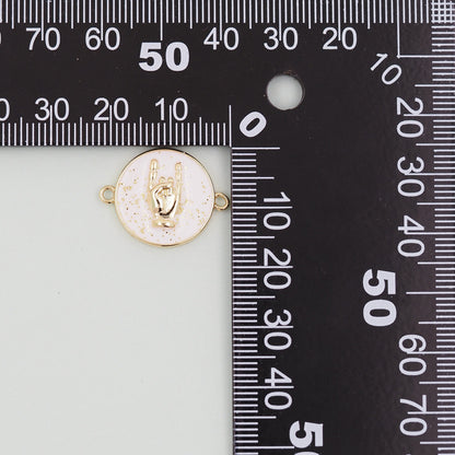 Gold gesture Connector Charms,18K Gold Filled Round Coin Hand Pendant,Hand Charm Bracelet Necklace for DIY Jewelry Making Sup
