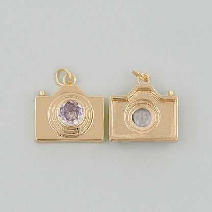 Gold camera Charms,18K Gold Filled camera Pendant,camera Charm Bracelet Necklace for DIY Jewelry Making Supply