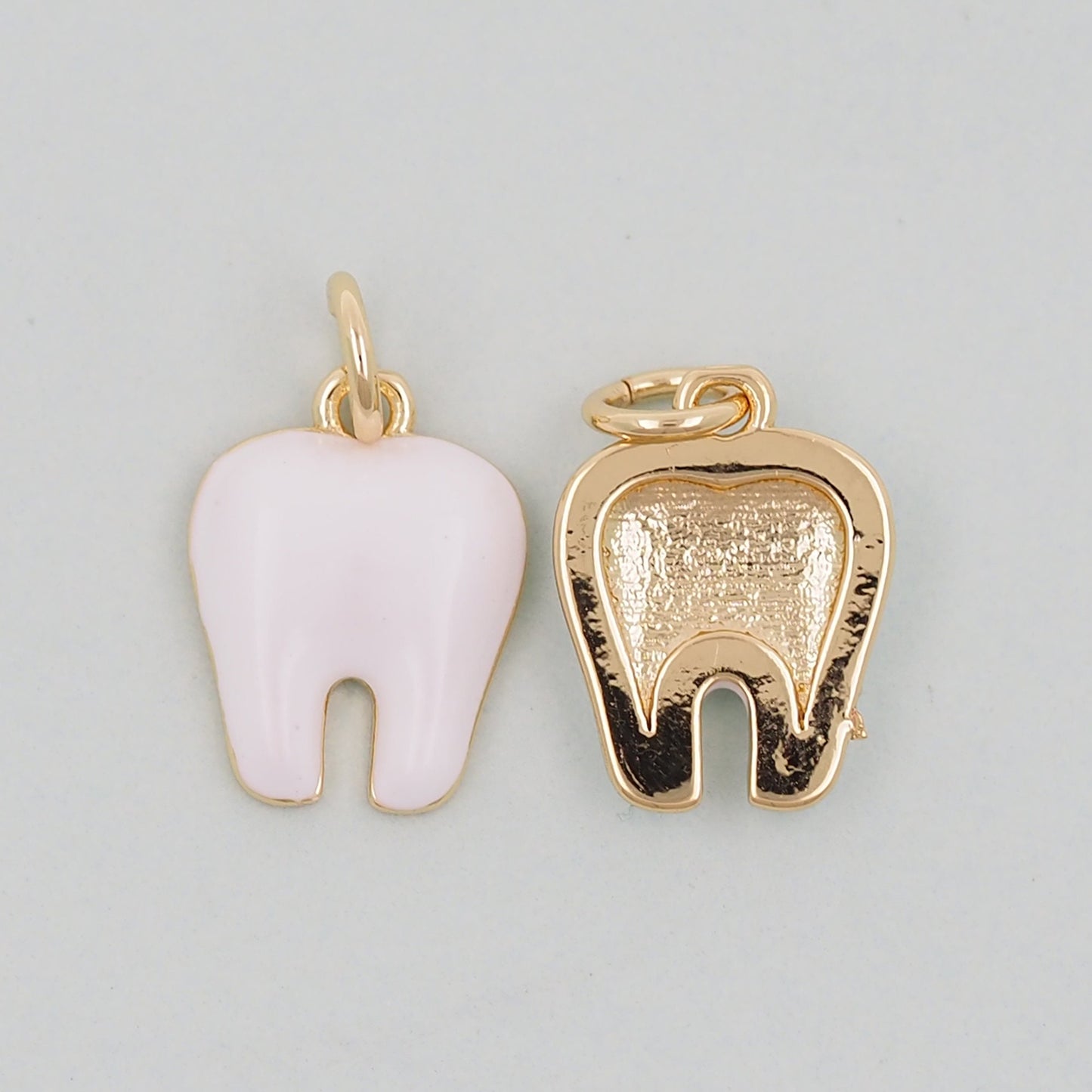 Gold Enamel Teeth Charms,18K Gold Filled Teeth Pendant,Teeth Charm Bracelet Necklace for DIY Jewelry Making Supply