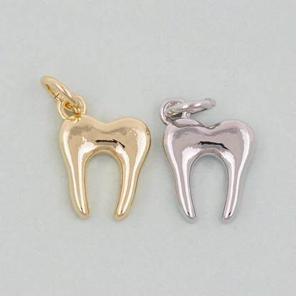 Gold Teeth Charms,18K Gold Filled Teeth Pendant,Teeth Charm Bracelet Necklace for DIY Jewelry Making Supply