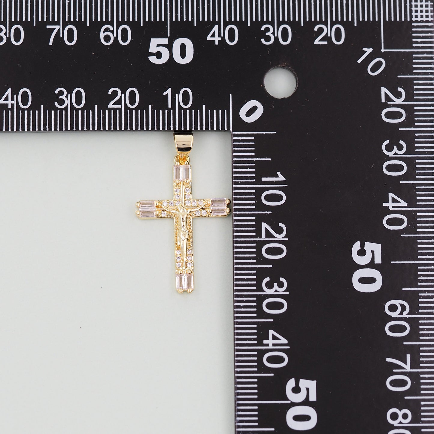 Gold Cross Charms,18K Gold Filled CZ turquoise Cross Pendant,Religious Jesus Charm Bracelet Necklace for DIY Jewelry Making Supply
