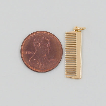 Gold Comb Charms,18K Gold Filled Comb Pendant,Comb Charm Bracelet Necklace for DIY Jewelry Making Supply