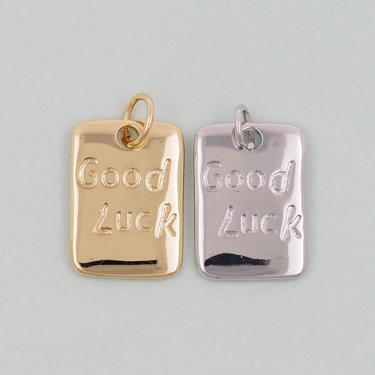 Gold rectangle good luck Charms,18K Gold Filled good luck Pendant,good luck Charm Bracelet Necklace for DIY Jewelry Making Supply