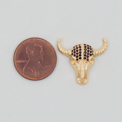 Gold Horns Charms,18K Gold Filled cow head Pendant,cow head Charm Bracelet Necklace for DIY Jewelry Making Supply