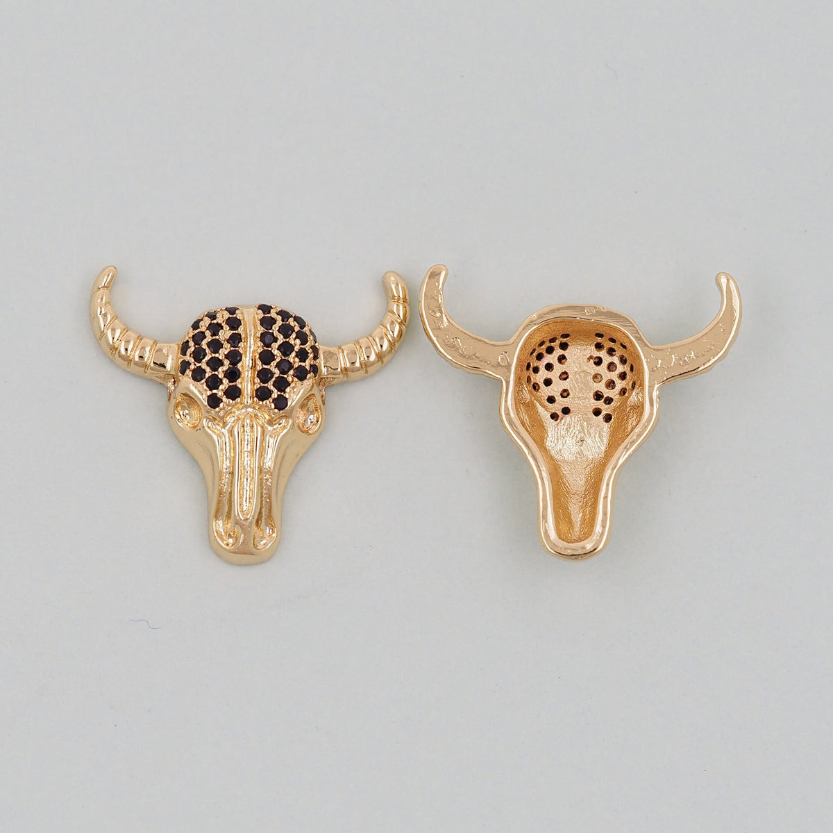 Gold Horns Charms,18K Gold Filled cow head Pendant,cow head Charm Bracelet Necklace for DIY Jewelry Making Supply