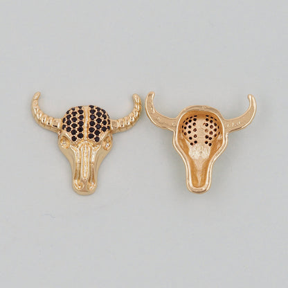 Gold Horns Charms,18K Gold Filled cow head Pendant,cow head Charm Bracelet Necklace for DIY Jewelry Making Supply