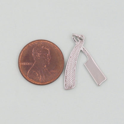 Gold barber Charms,18K Gold Filled razor Pendant,razor Charm Bracelet Necklace for DIY Jewelry Making Supply