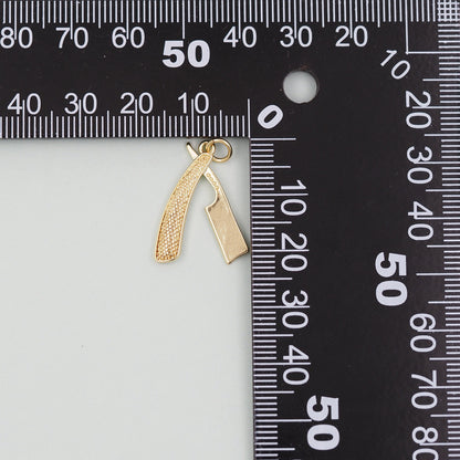 Gold barber Charms,18K Gold Filled razor Pendant,razor Charm Bracelet Necklace for DIY Jewelry Making Supply