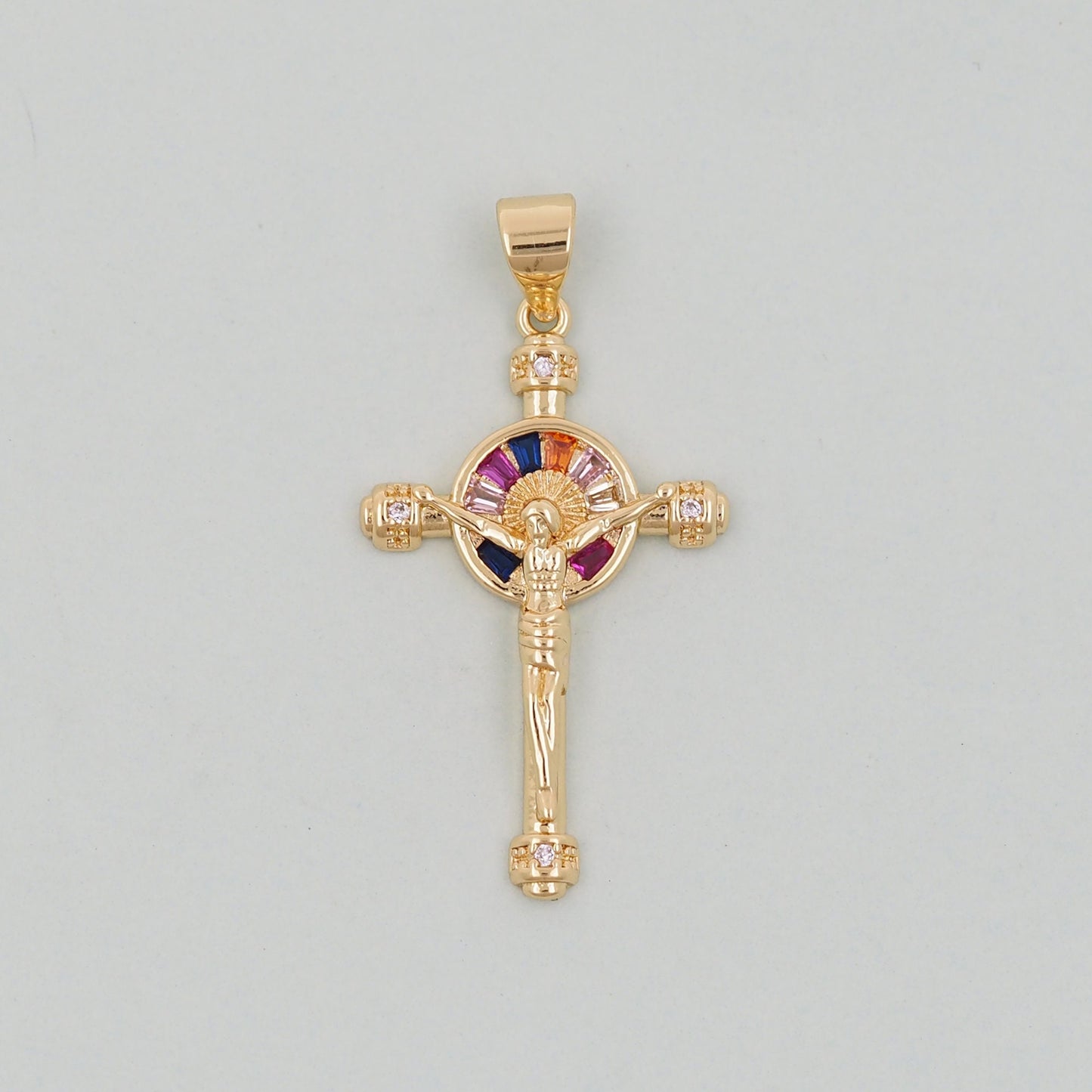 Gold Cross Charms,18K Gold Filled CZ Cross Pendant,Religious Jesus Charm Bracelet Necklace for DIY Jewelry Making Supply