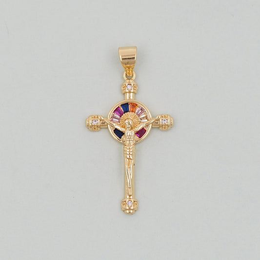 Gold Cross Charms,18K Gold Filled CZ Cross Pendant,Religious Jesus Charm Bracelet Necklace for DIY Jewelry Making Supply
