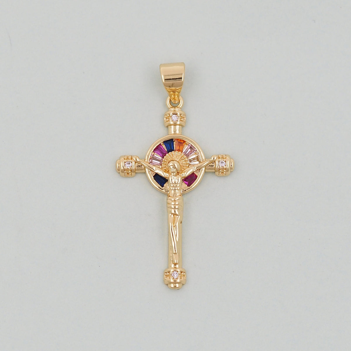 Gold Cross Charms,18K Gold Filled CZ Cross Pendant,Religious Jesus Charm Bracelet Necklace for DIY Jewelry Making Supply