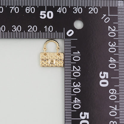 Gold handbag Charms,18K Gold Filled handbag Pendant,cute Charm Bracelet Necklace for DIY Jewelry Making Supply