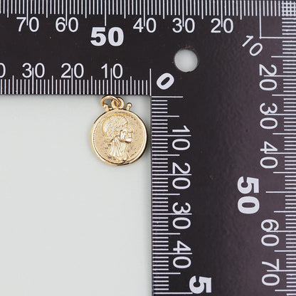18K Gold Filled Round Charm Pendant for Jewelry Making