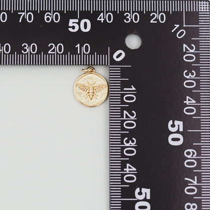 Gold Bee Charms,18K Gold Filled Coin Bee Pendant,Bee Charm Bracelet Necklace for DIY Jewelry Making Supply