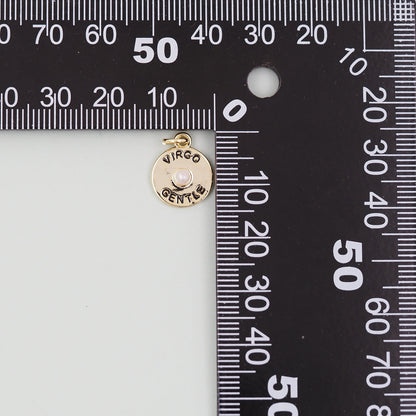 Gold Round Charms,18K Gold Filled Round Coin Pendant,Gentle Virgo Charm Bracelet Necklace for DIY Jewelry Making Supply