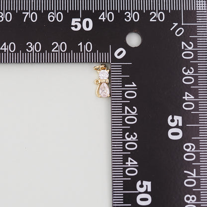 Gold Cat Charms,18K Gold Filled Cat Pendant,cute Charm Bracelet Necklace for DIY Jewelry Making Supply