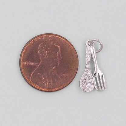 Gold Spoon and Fork Charms,18K Gold Filled Spoon and Fork Pendant,Spoon and Fork Charm Bracelet Necklace for DIY Jewelry Making Supply